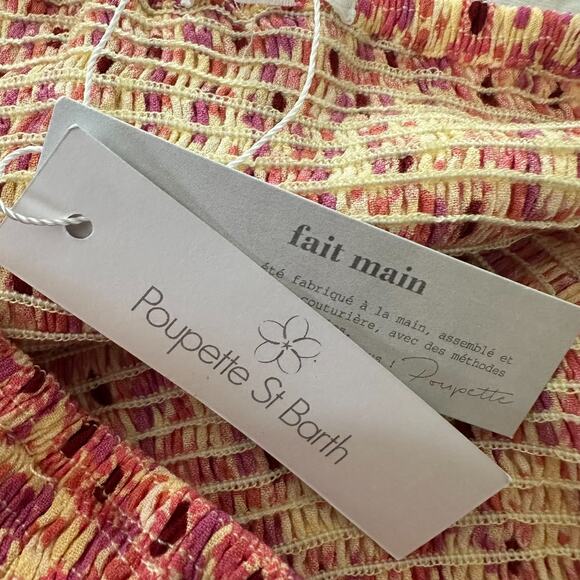 POUPETTE ST BARTH Womens Skirt Small Triny Yellow Gerbera Ditzy Floral Smocked - Picture 7 of 12